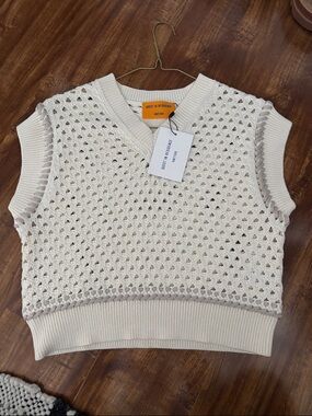 Guest in Residence Mesh Cropped Vest- Cream